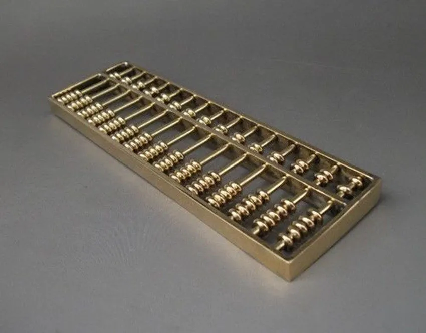 Collectible Chinese Tibetan Brass carved Abacus Calculator