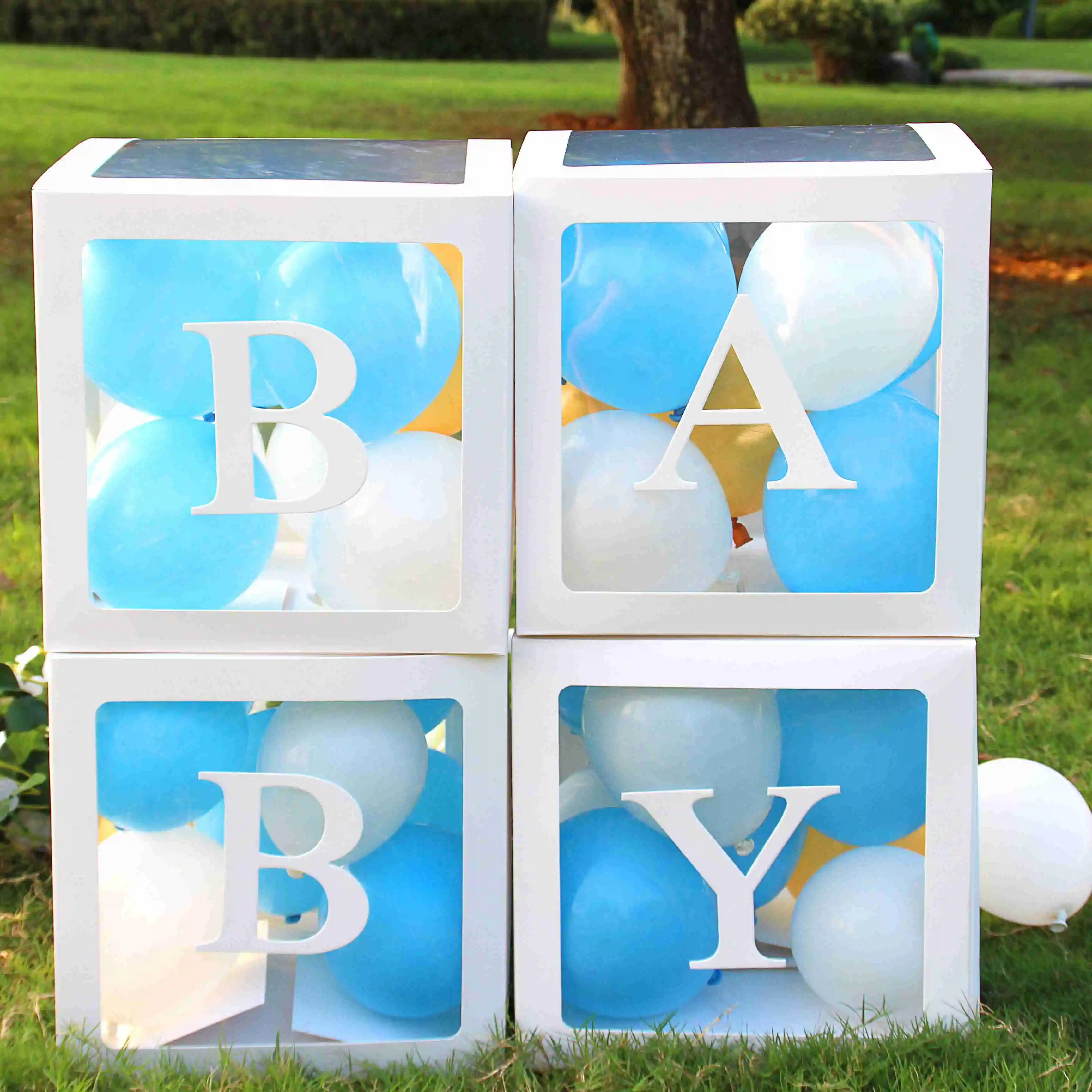 Caja transparente personalizada con alfabeto para decoración de Baby Shower, niño y niña, decoración para fiesta de primer cumpleaños y boda