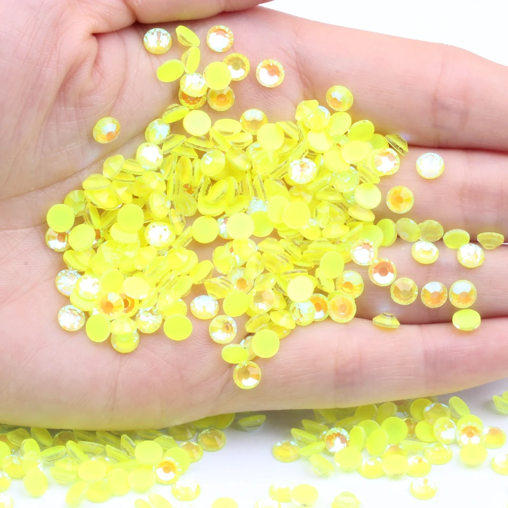 

Luminous Rhinestones SS6-SS30 Glitter Glass Gem 3D Charm Flatback Strass Fluorescence Citrine AB Color Nail Art Decorations