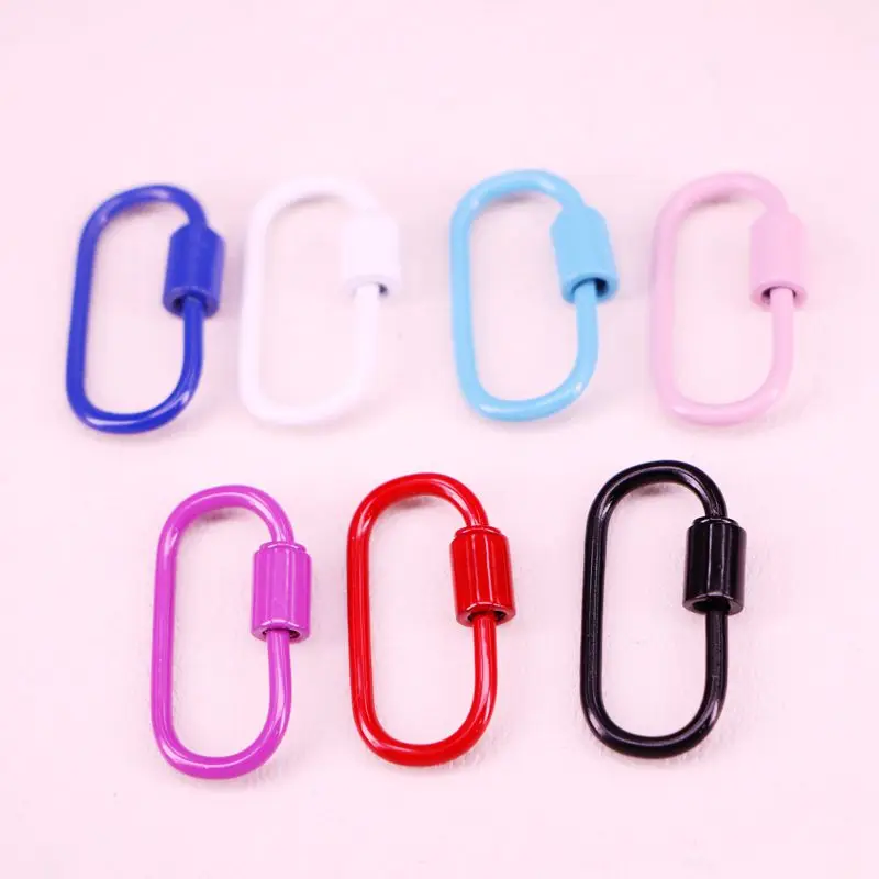 

10PCS, Enamel Oval Shaped Lock Carabiner Smooth Lock Metal Clasp Necklace / Bracelet Jewelry Findings