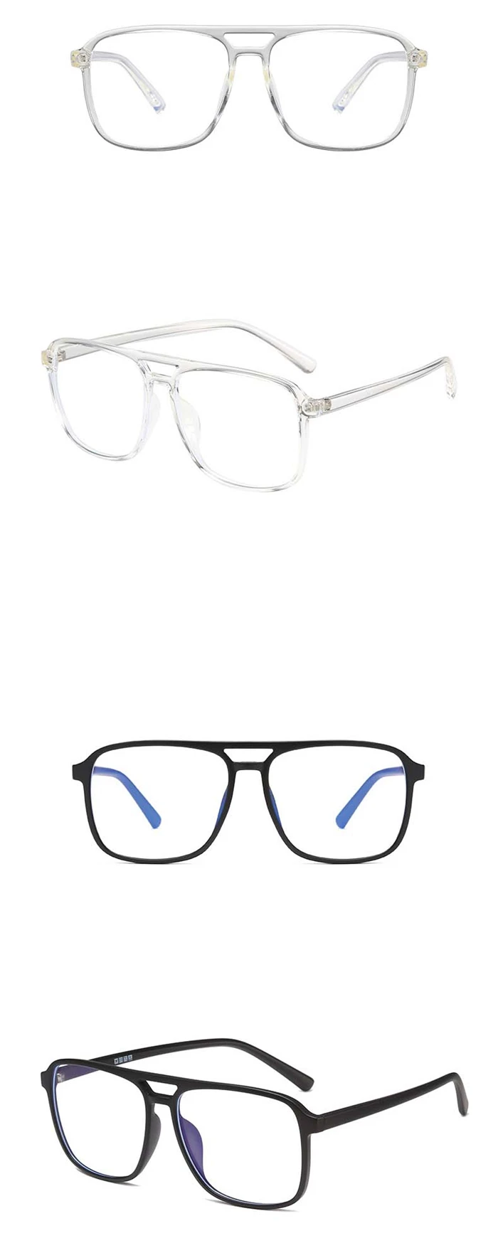 Blockieren des blauen Licht quadrats kurzsichtige Brille Doppels trahl transparent grau tr90 Dioptrien brille verschreibung pflichtig-0,5-1,0 bis-4 – Detail 6