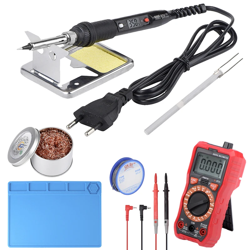 

JCD 80W Soldering iron kit With Digital Multimeter LCD Temperature Adjustable 220V110V ESD Insulation Silicone Pad Welding Tools