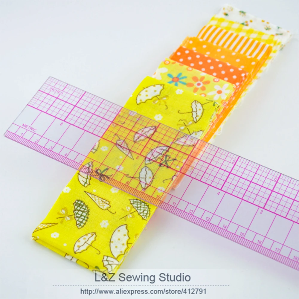 Booksew 7 pz/lotto Jelly Roll tessuto strisce giallo set per Patchwork artigianato 100% cotone 5cm x 100cm Quilting Bundle fai da te Tildas