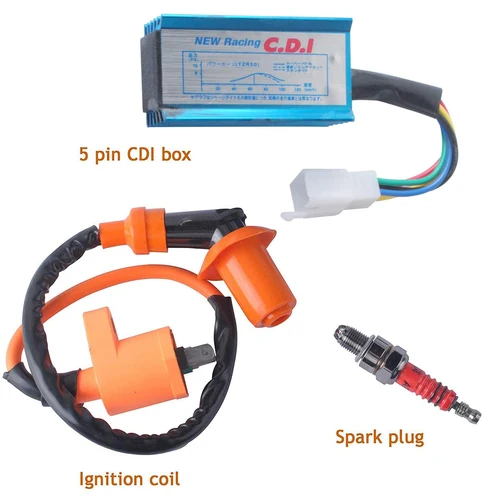 Imagen 2 del producto Bobina de encendido de carreras, 5 pines AC CDI Box para GY6 50cc 70cc 90cc 110cc Scooter ATV Go Kart ciclomotor Quad Pit Dirt con bujía