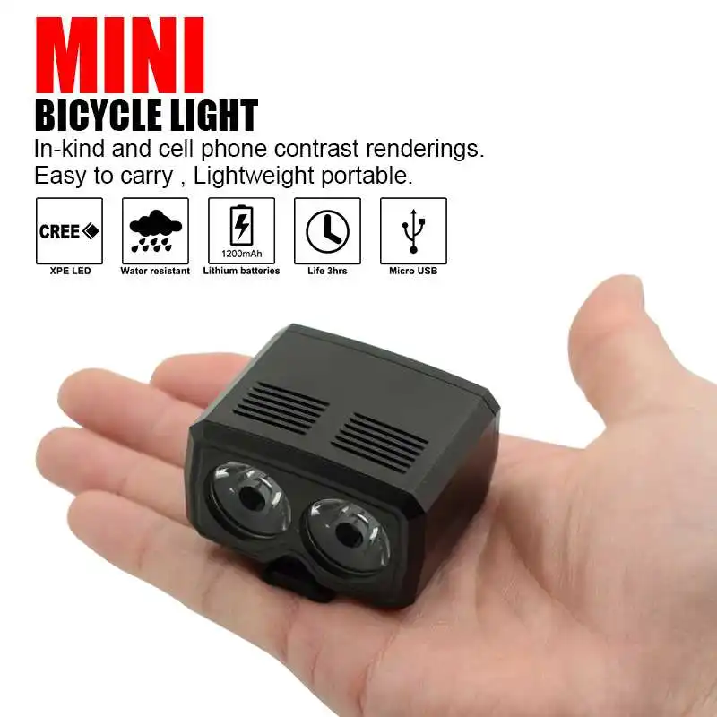 WasaFire Mini Bicycle Light 2* XPE LED Bike Front Lights 5 modes USB Rechargeable Bike Head lamp Waterproof Cycling Headlight