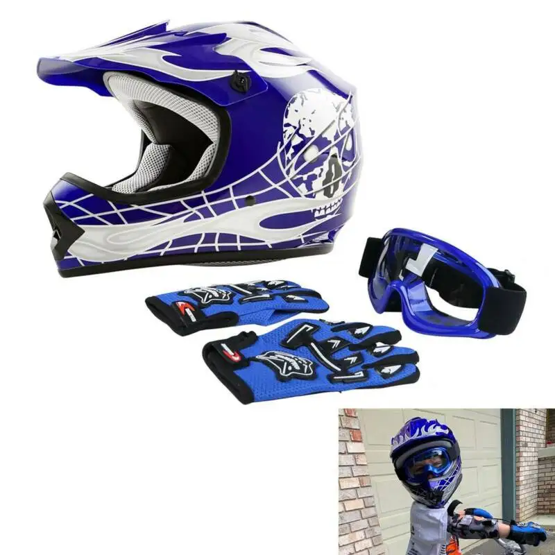 Dot Youth Helmet Child Kids Motorcycle Motocross Full Face Off-road Dirt Bike ATV S M L XL w/ Goggles Gloves