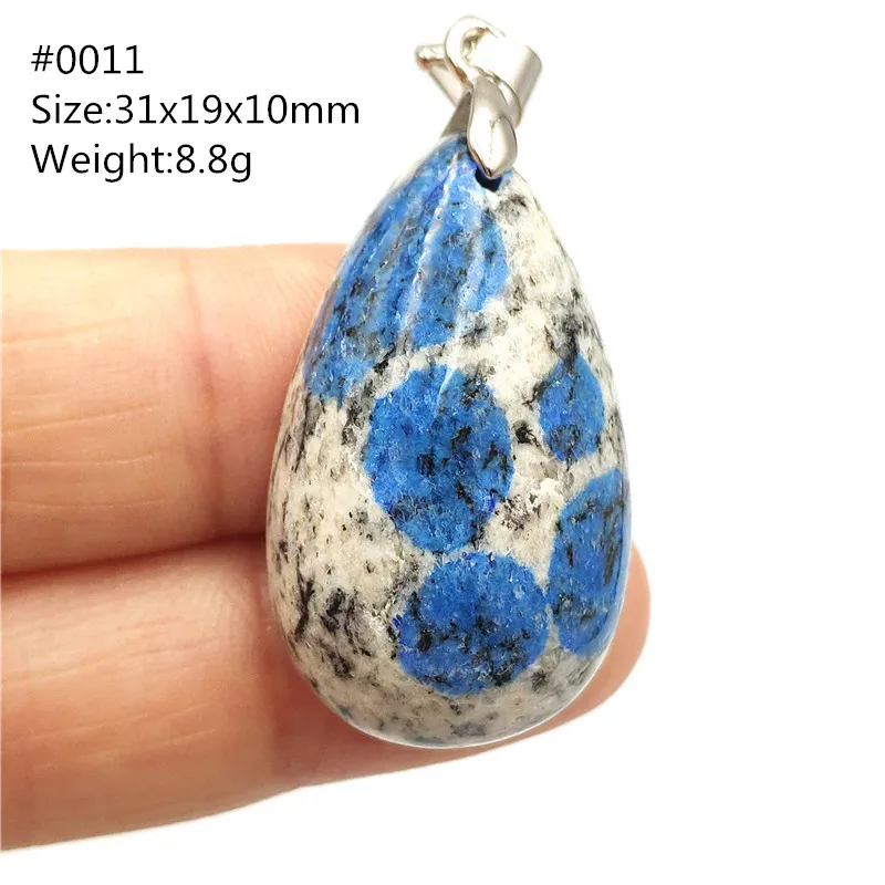 Natural Blue K2 Jade Pendant Volcanic Women Men Water Drop Blue K2 Jade Stone Bead Necklace AAAAAA