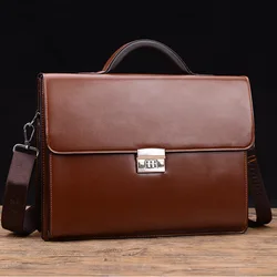 New Luxury Business Man Bag Theftproof Lock Pu Leather Briefcase For Man Solid Bank OL Mens Shoulder Bag Work Laptop bags