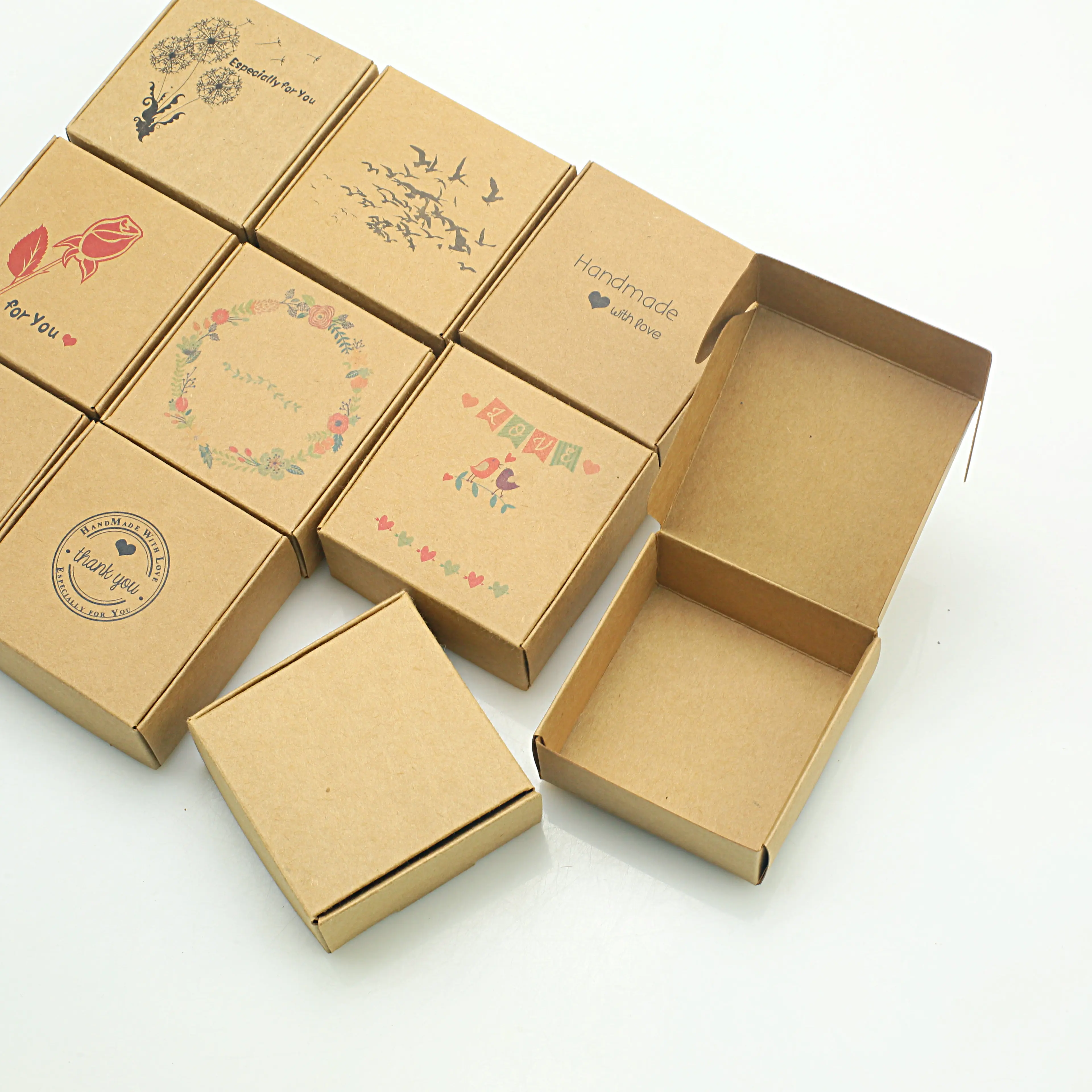 

100PCS Kraft Paper Box Thank You Gift Box Handmade gift packaging Boxes Wedding Favor