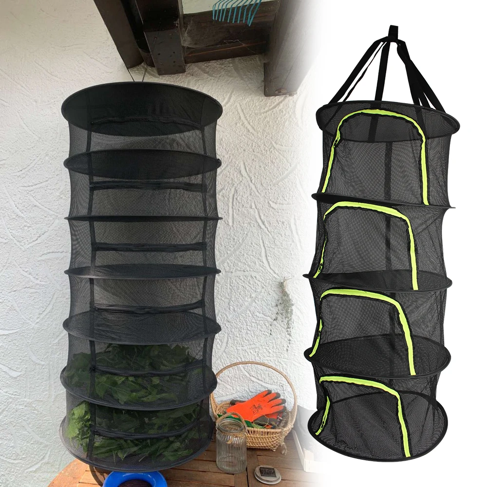 2/4/6 Layers Herbs Drying Net For Plants Flowers Beans Folding Dry Rack Mesh Bag Hanging Basket Organizer Dryer