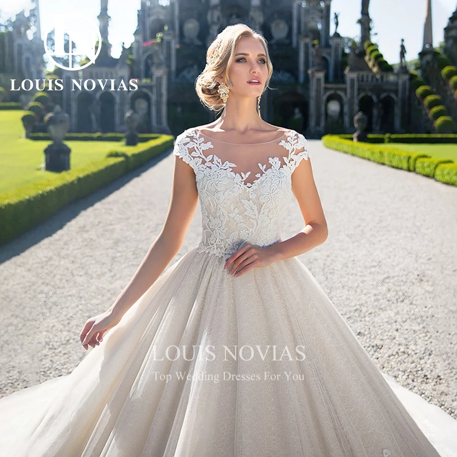 

LOUIS NOVIAS изысканное женское модное свадебное платье с короткими рукавами и аппликацией для невесты Vestidos De Novia