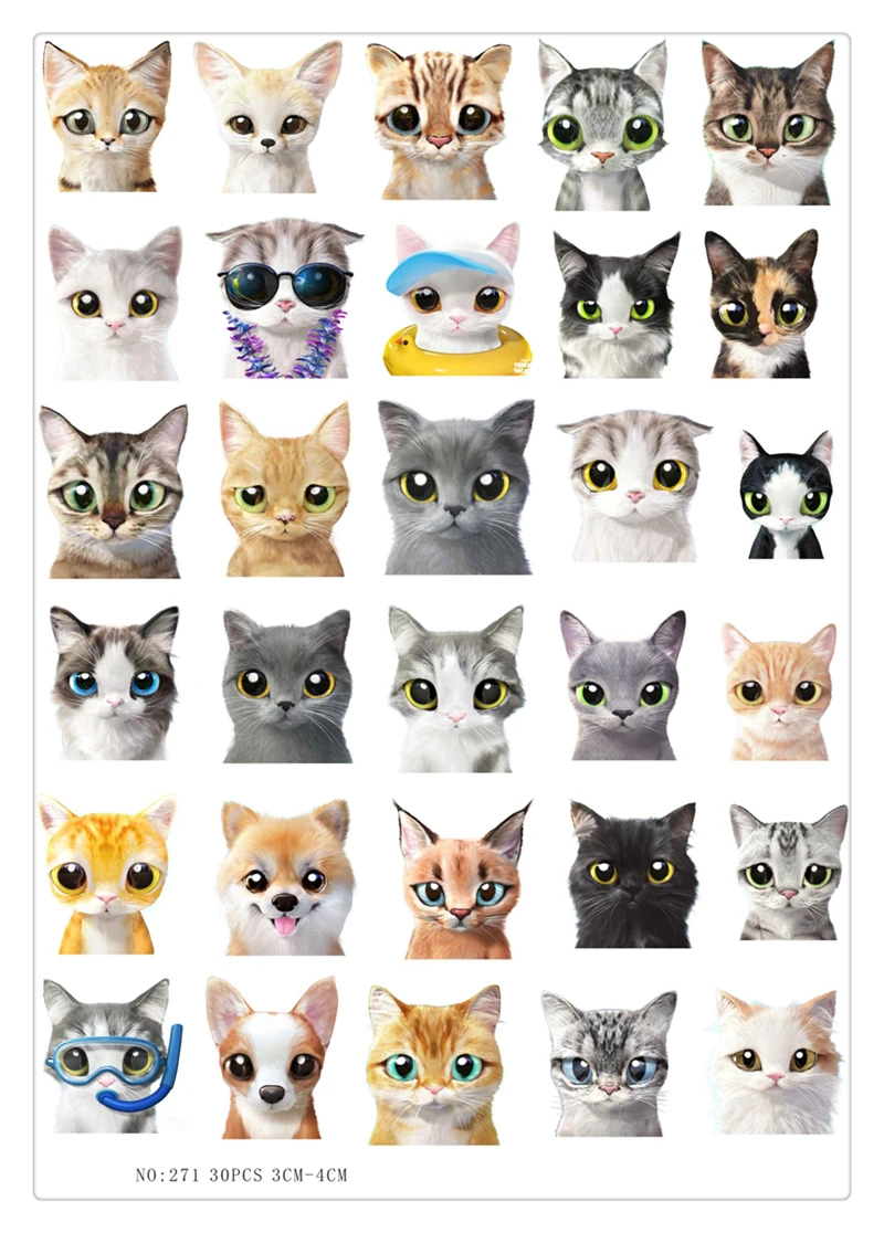 30Pcs/set Cartoon Cat Sticker DIY Craft Scrapbooking Album Junk Daily Planner Decorative Planner Diary Decorative