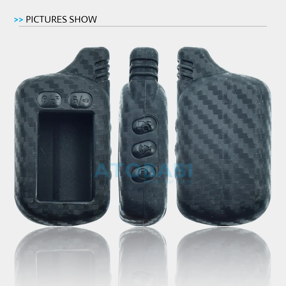 Carbon Silicone Car Key Case For Tomahawk TZ 9030 9020 9010 7010 TZ-9030 Two Way Car Alarm LCD Remote Control Fob Cover Key Bag