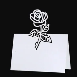 50pcs Vintage Rose Flower Laser Cut Table Name Place Cards DIY Lace Name Message Setting Card Wedding Birthday Party Favor Decor