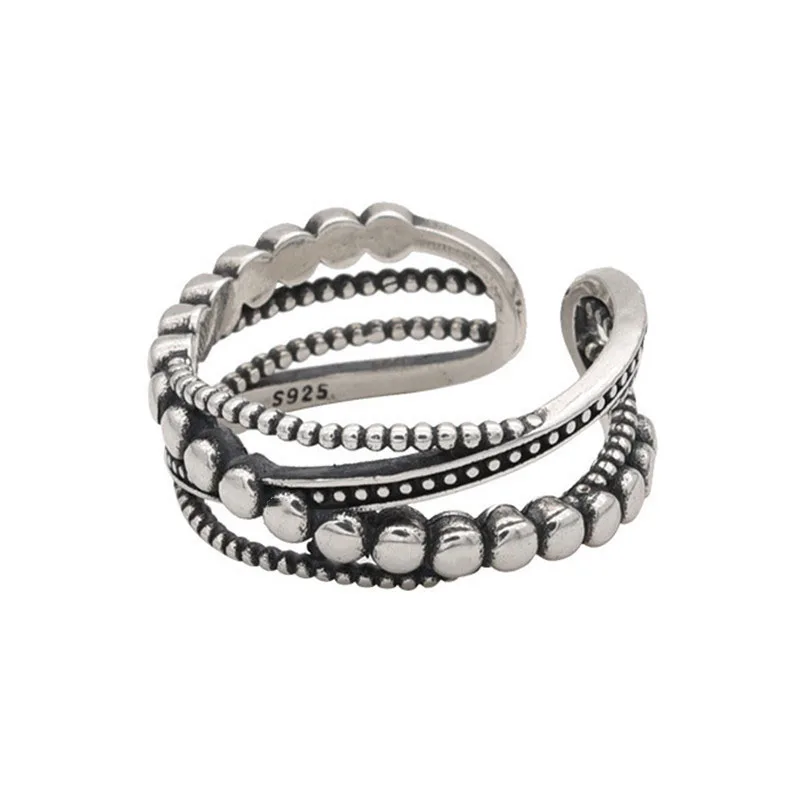 Foxanry Vintage Punk Silver Color Rings Fashion Simple Twist Weaving Multilayer Geometric Party Jewelry Gifts for Women