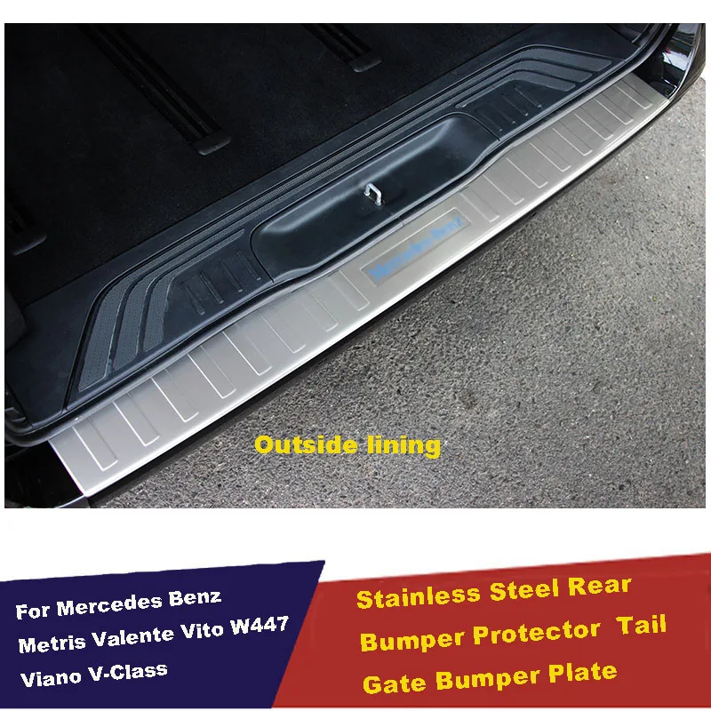 Exterior Stainless Steel Rear Trunk Protecting Plate Fender 1PCS For Mercedes Benz V-KLASS V-CLASS Vito 2014-2019 W447