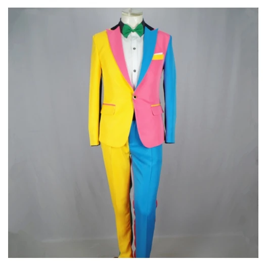 

Magician Clown Performance Stage Outfits Irregular Colorful Men's Suits Nightclub Male Singer Host Blazers Pants Suit DS Costume