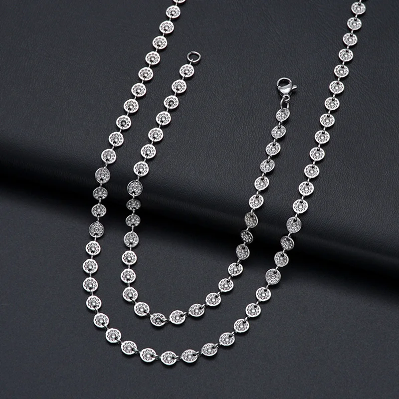 Stainless Steel Sun Flower Chains Necklaces for DIY Jewelry Making Necklaces Findings Bracelets Anklets width 5mm Dropshiping