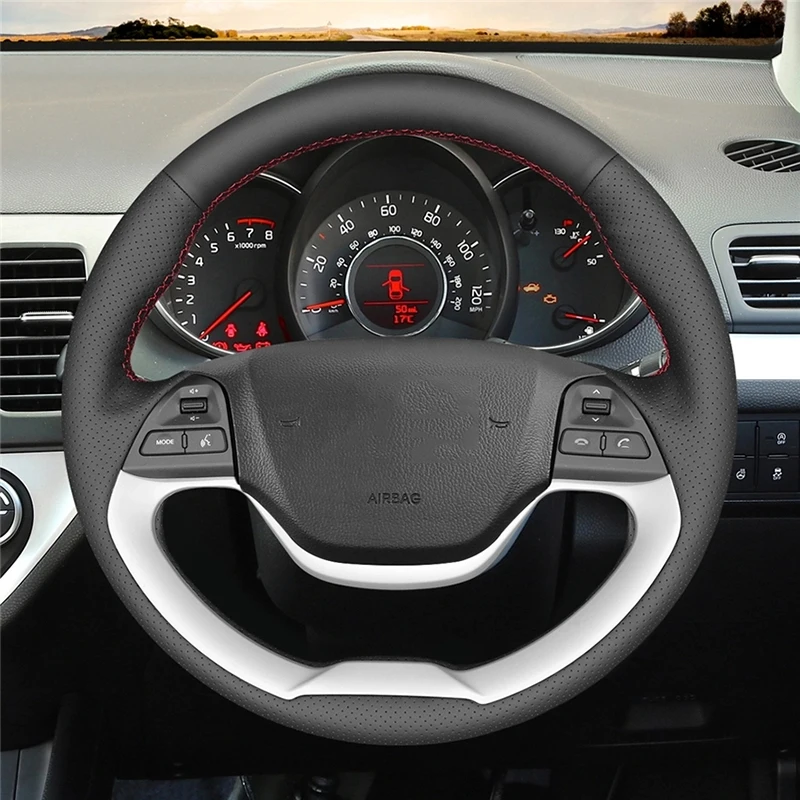 DIY Customized Car Steering Wheel Cover For Kia Morning 2011-2016 Picanto 2012-2015 Leather Steering Wrap