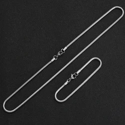Width 3MM 316L Stainless Steel Round Snake Chain Necklace & Bracelet Fashion Jewelry Set For Men and Women Party Gifts drop ship