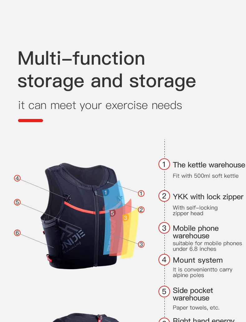 AONIJIE C9106 Newest 10L Quick Dry Sports Backpack Hydration Pack Vest Bag With Zipper For Hiking Running Marathon Race 7 sizes