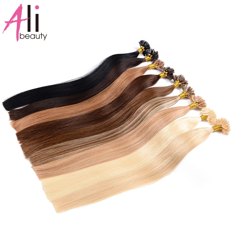 

U-образный наконечник для 100% волос, 1 г/локон, Кератиновый, натуральный, для наращивания, в капсуле