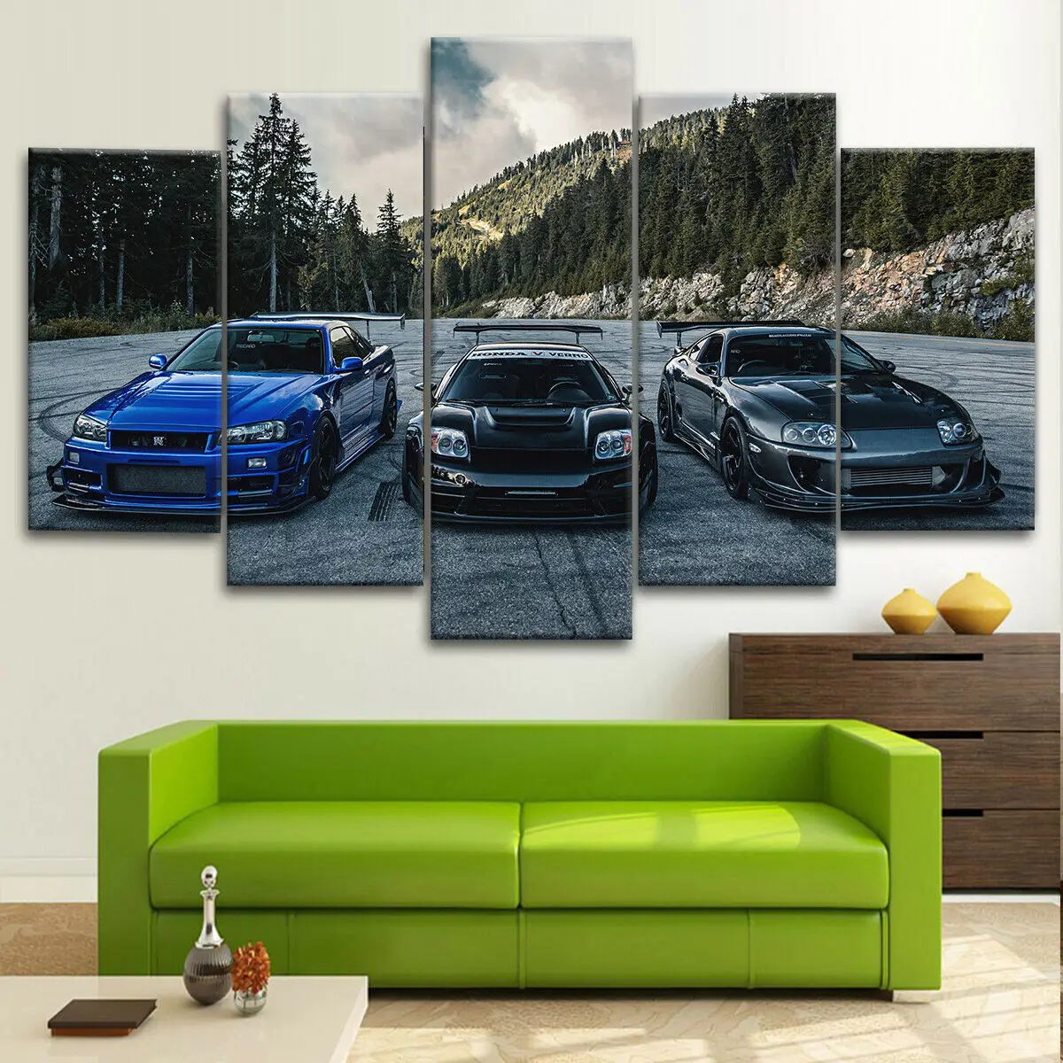 

No Framed Canvas 5Pcs JDM Supra Skyline NSX Car Wall Art Posters Home Decor Accessories Living Room Decoration Paintings