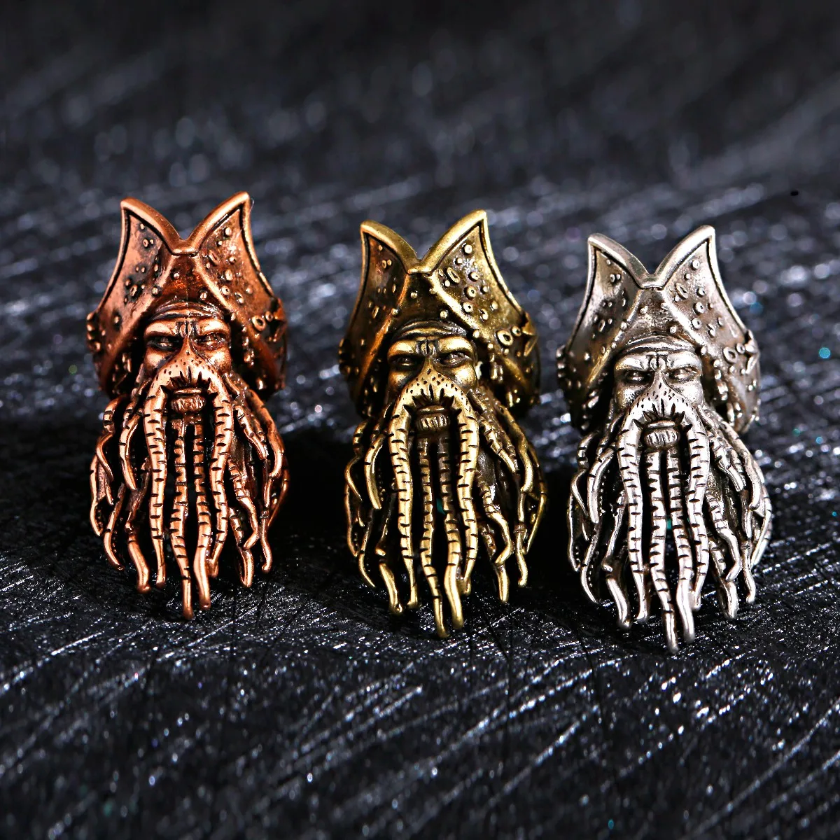 1pcs Long Beard Accessories DIY Craft Skull Bead Making Charm For Jewelry Punk Handmade Spacer Bead Copper Three Color Wholesale image 6