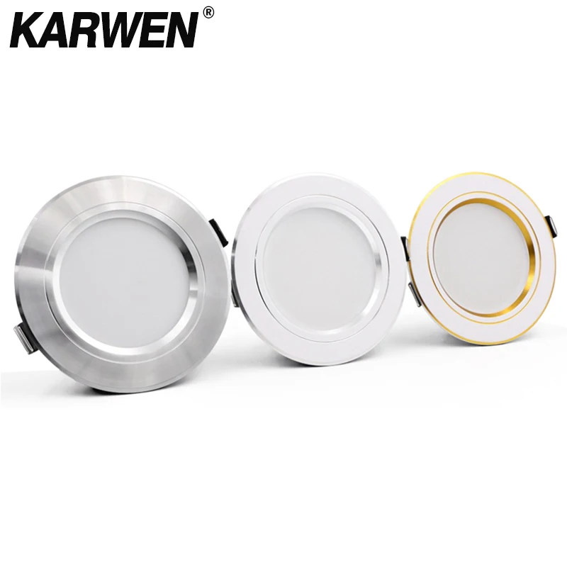 תאורת תקרה LED KARWEN בצבע זהב/כסף/לבן 5W 9W 12W 15W 18W AC 220V 230V 240V לתאורה פנימית LED