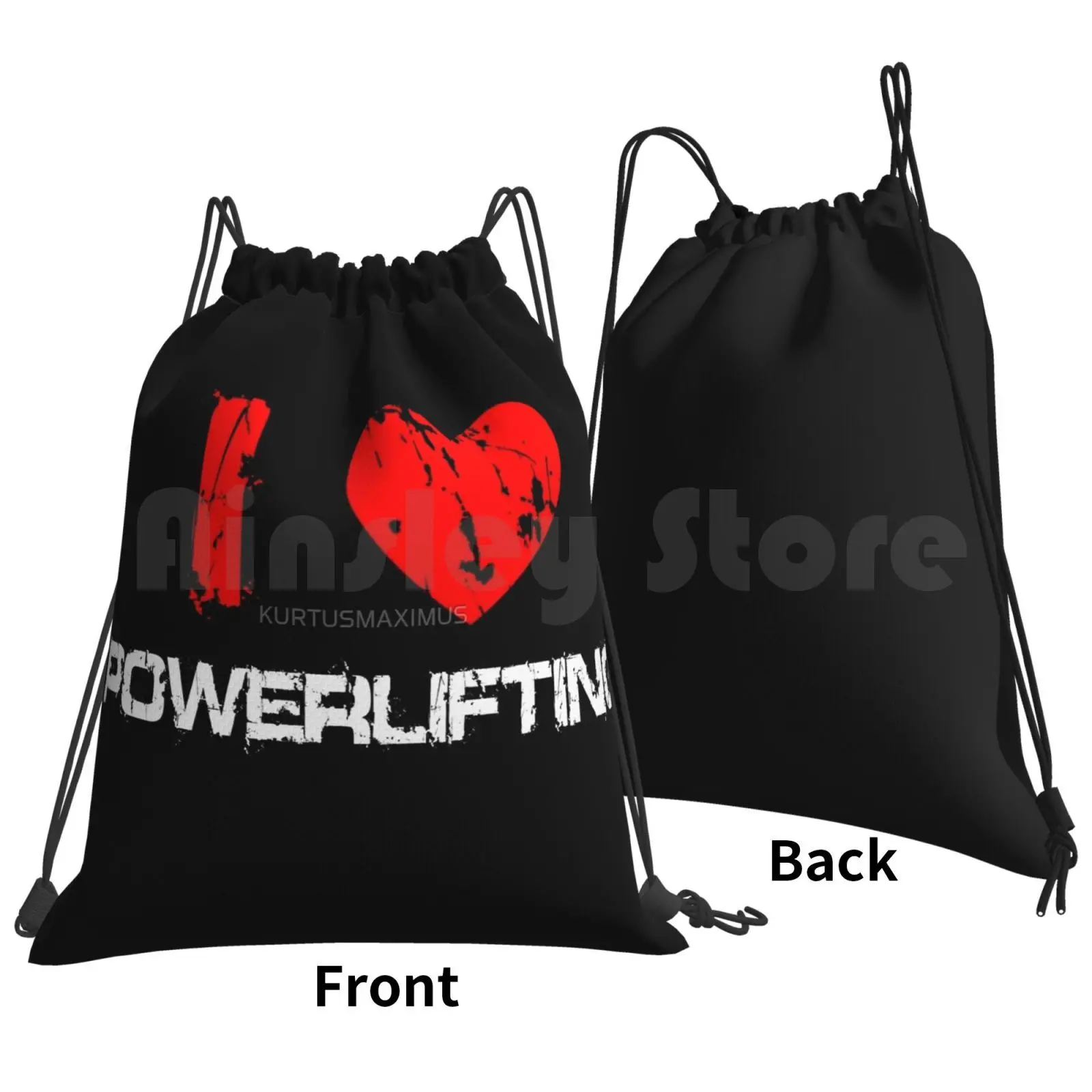 I Love Powerlifting Backpack Drawstring Bags Gym Bag Waterproof Gym Training Fitness Cross Fit Building Lifting Fit Life