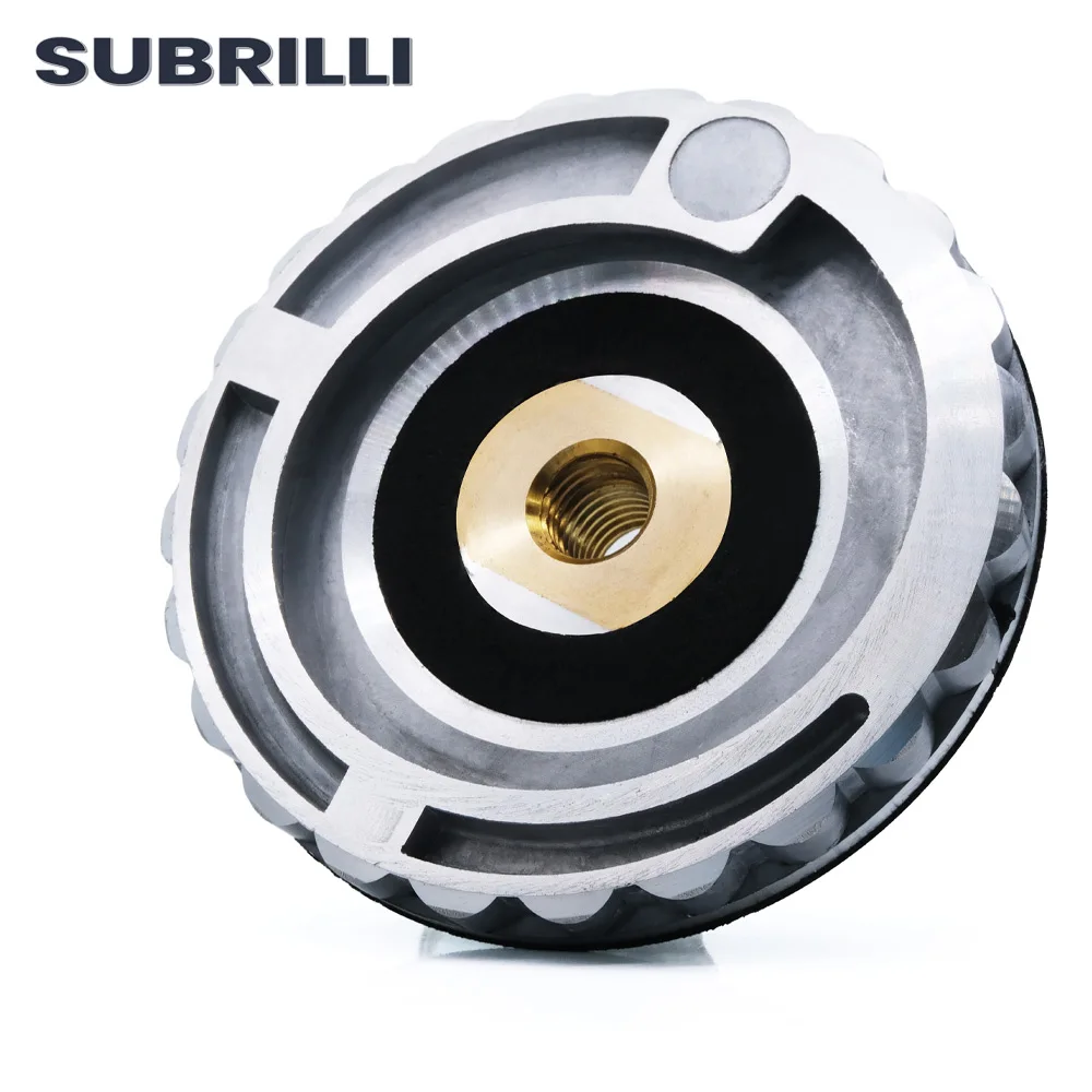 SUBRILLI – support de verrouillage d\'escargot de 4 pouces, 100mm, adaptateur en caoutchouc et aluminium, pour support de tampon de polissage de bord