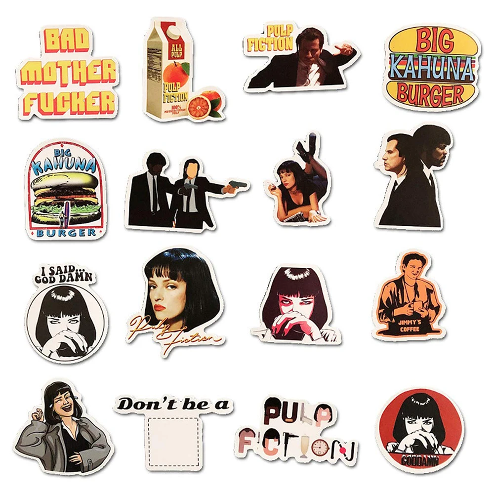 10/30/50PCS Pulp Fiction Movie Cartoon Stickers fai da te Bike Travel bagagli Car Guitar Laptop adesivi scherzo impermeabili giocattolo classico