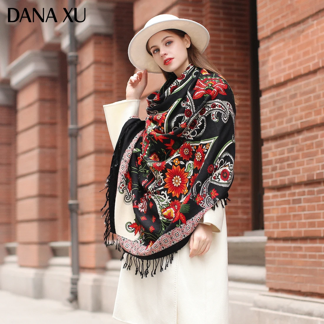 DANA XU Bufanda Mujer Wool Poncho Head Women Lady Warm Shawl Stoles Bandana Scarf Hijab Luxury Brand Pashmina Winter 2021