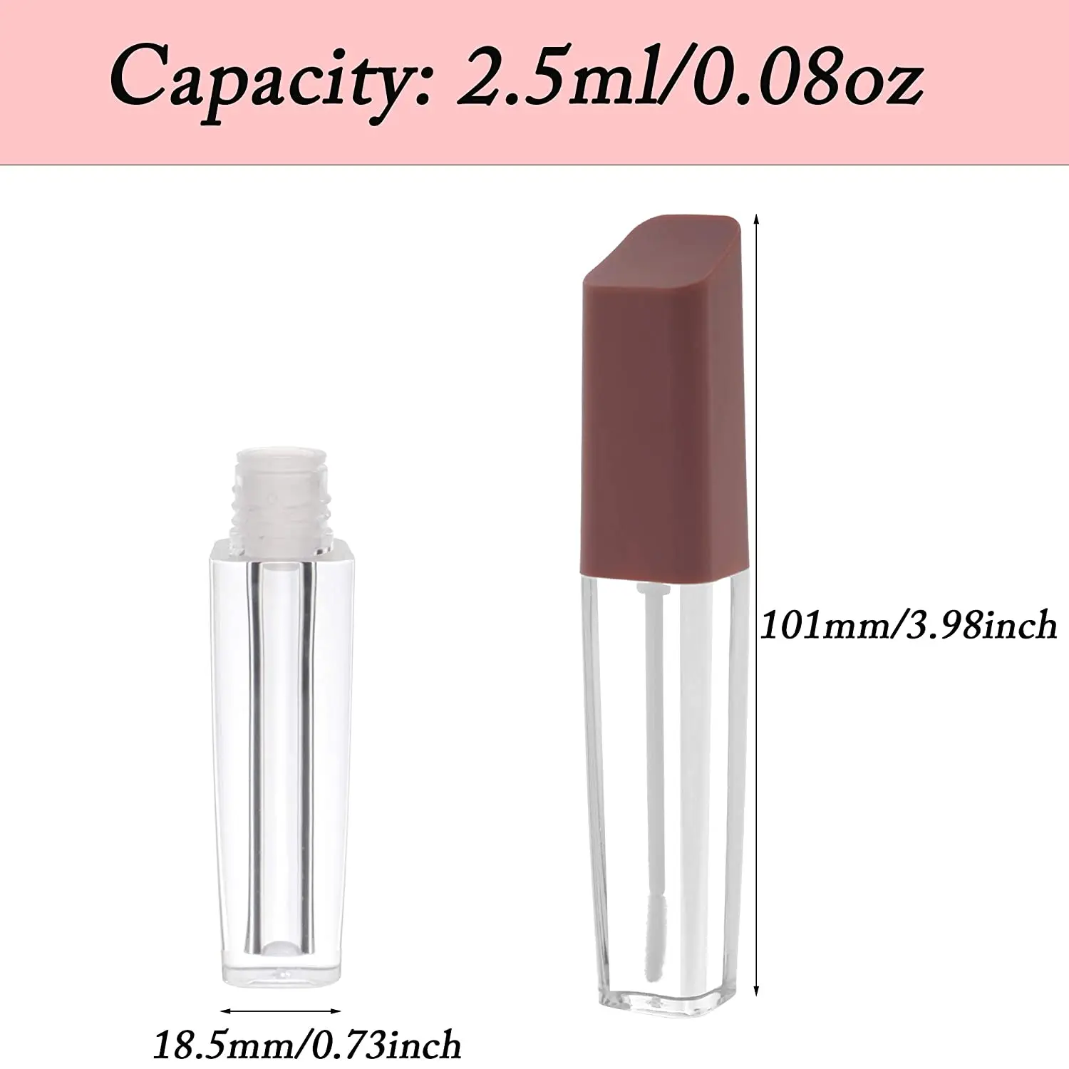 100pcs 3.5ml/0.12oz Mini Pale Mauve Lip Gloss Tubes Refillable Empty Lip Balm Bottles Clear Lipstick DIY Tube Container