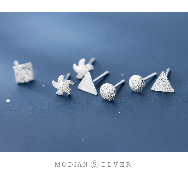 Modian-pendientes de plata de ley 925 con forma de estrella, Cruz, corazón, estrella de mar, joyería fina