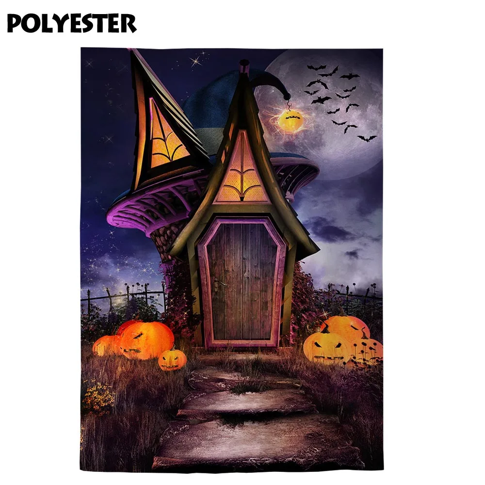 Allenjoy halloween backdrop Magic Hut ghost face Pumpkin Full Moon Bat child party background photocall photophone photozone