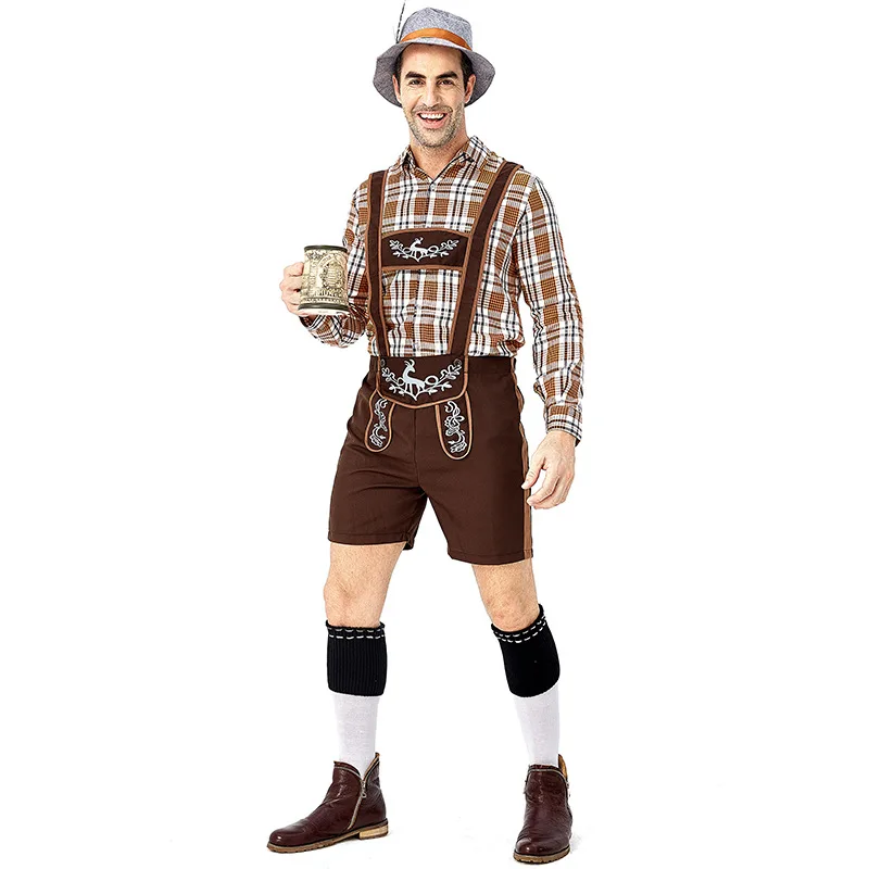 Mens Oktoberfest Costume Traditional Bavarian German Beer Festival Cosplay Outfit For Man Halloween Costume