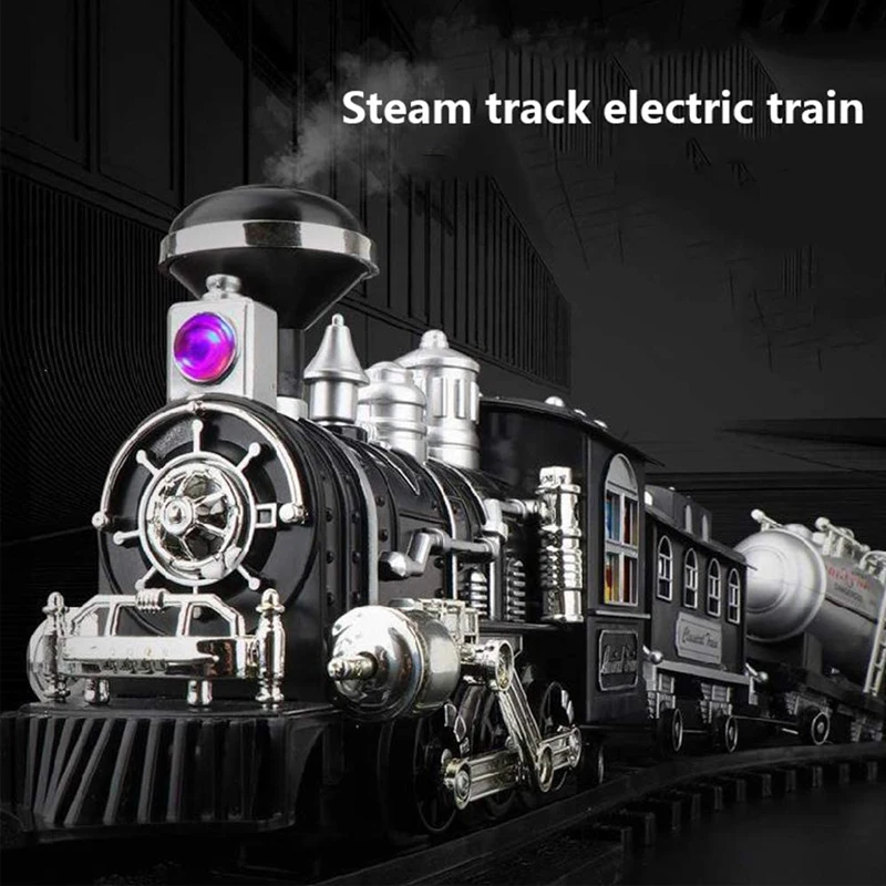 New Remote Control Rail Car Steam Train Classic Rail Car Train Model Simulation Sound 15 Assembly Tracks