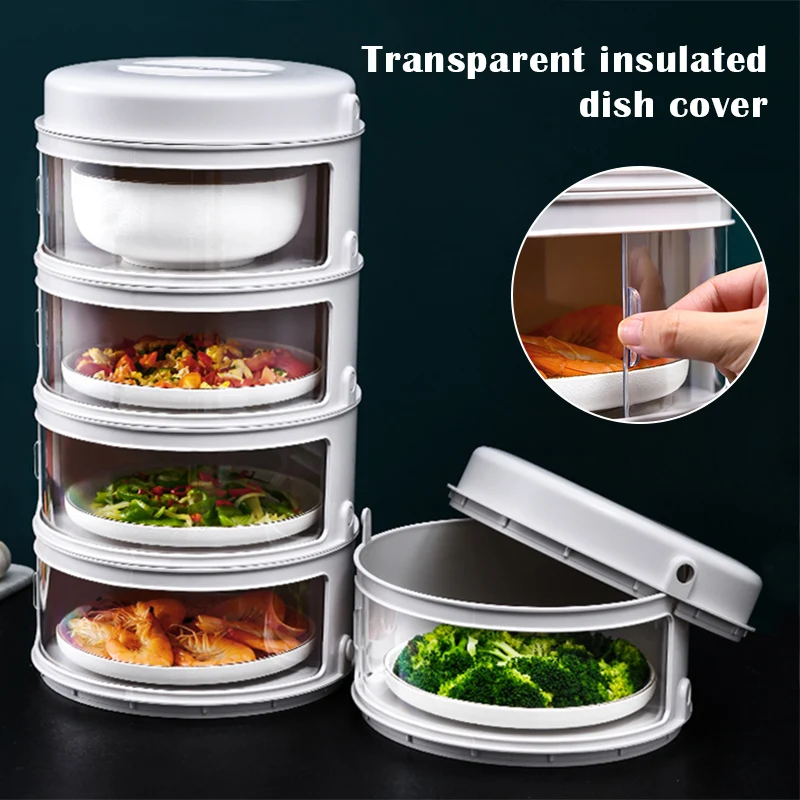 

Transparent Plastic Dustproof Insulation Food Cover Fresh-keeping Cover with Sliding Door Household Drop Shipping