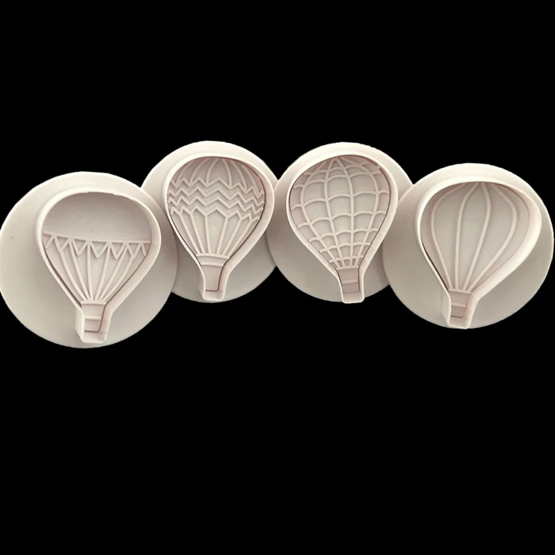 Hot Air Balloon Cookie Cutters 4 Pcs/Set  Biscuit Cutting Mould Set Fondant Mold Embossing Plunger Cutter For Cupcake Pastries