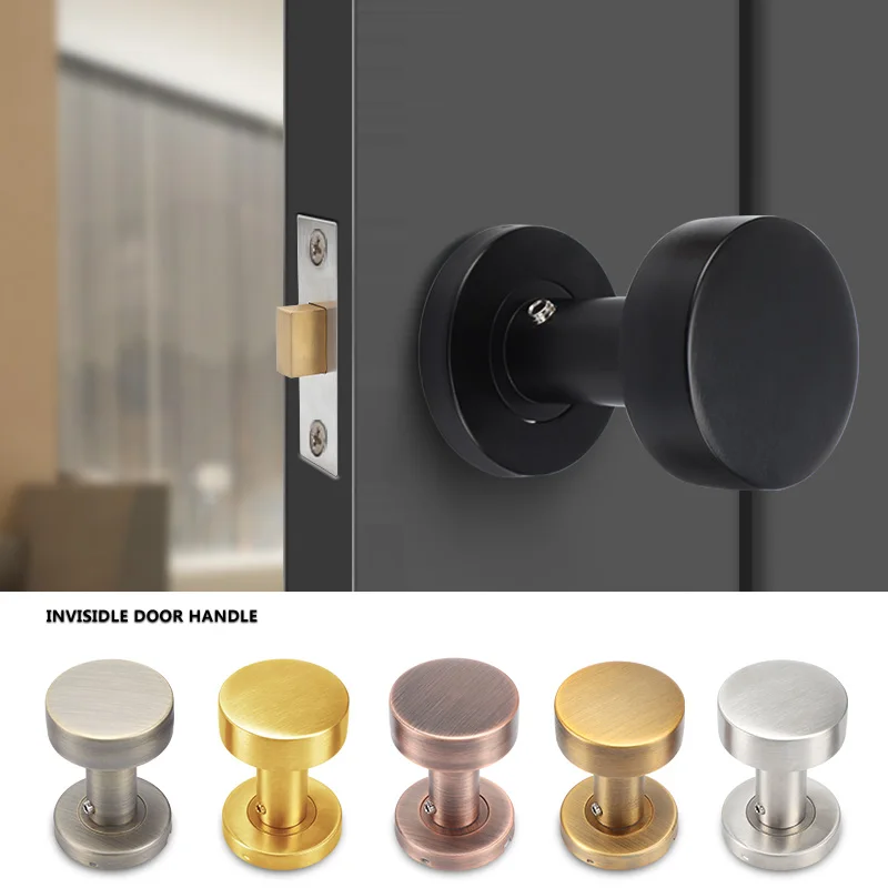 TOPKNORR Round Door Handle Single Side Lock 304 Stainless Steel Interior Bedroom Invisible Lock Room Secret Door Handle