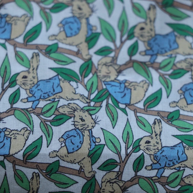 Rabbit Pete* 80S Tissun liberty Cotton Poplin Fabric For Kids Baby Sewing Cloth Dresses Skirt DIY Handmade Patchwork Meter