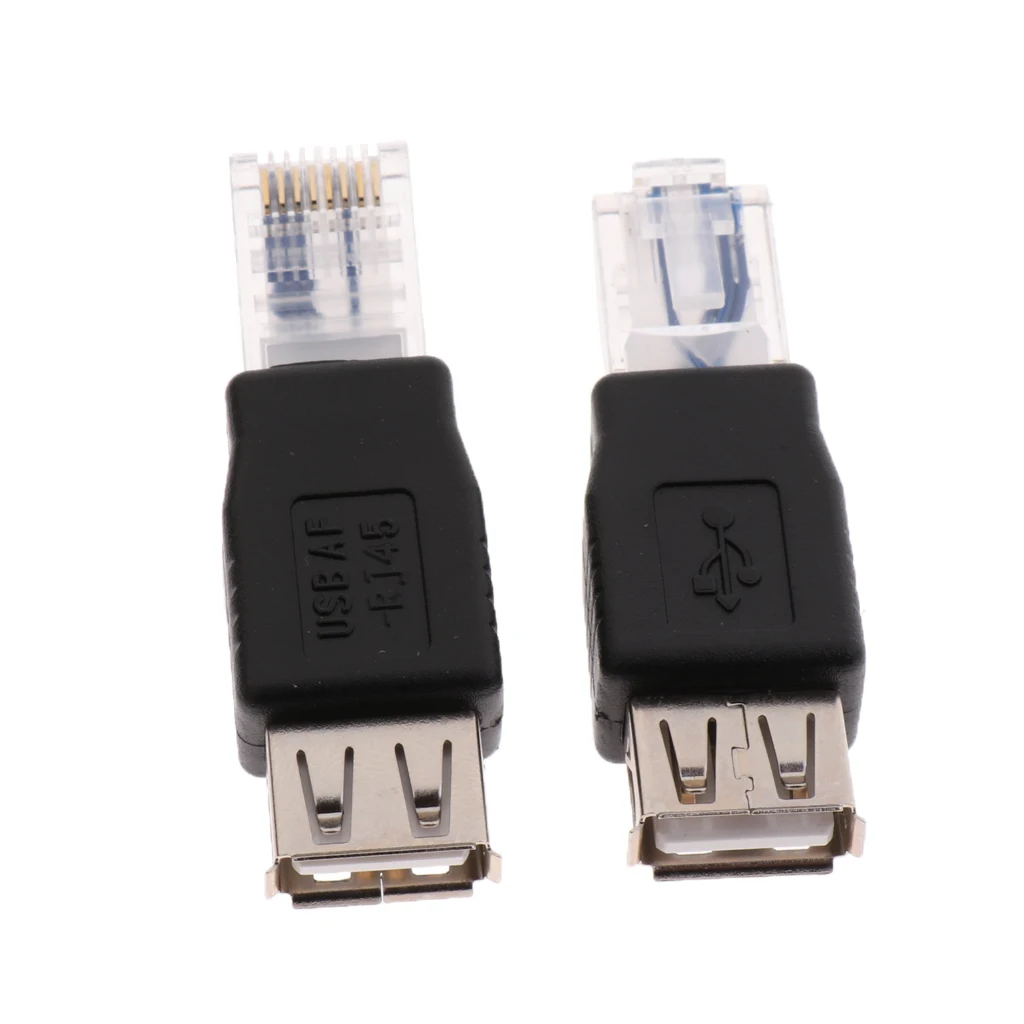 2 Buah USB Female Plug Ke Ethernet LAN Male Network Adapter Connector