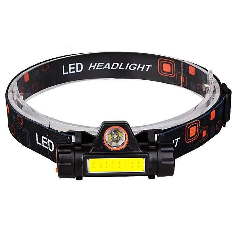 XP-G Q5 built-in 18650 battery 2 light mode with magnet Waterproof headlight head lamp flashlight LED head lamp COB work light