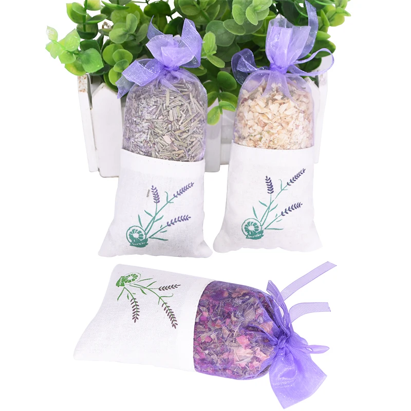 Natural Dried Flower Rose Jasmine Lavender Bud Flower Sachet Bag Home Aromatherapy Wardrobe Desiccant Car Room Air Refreshing 6z