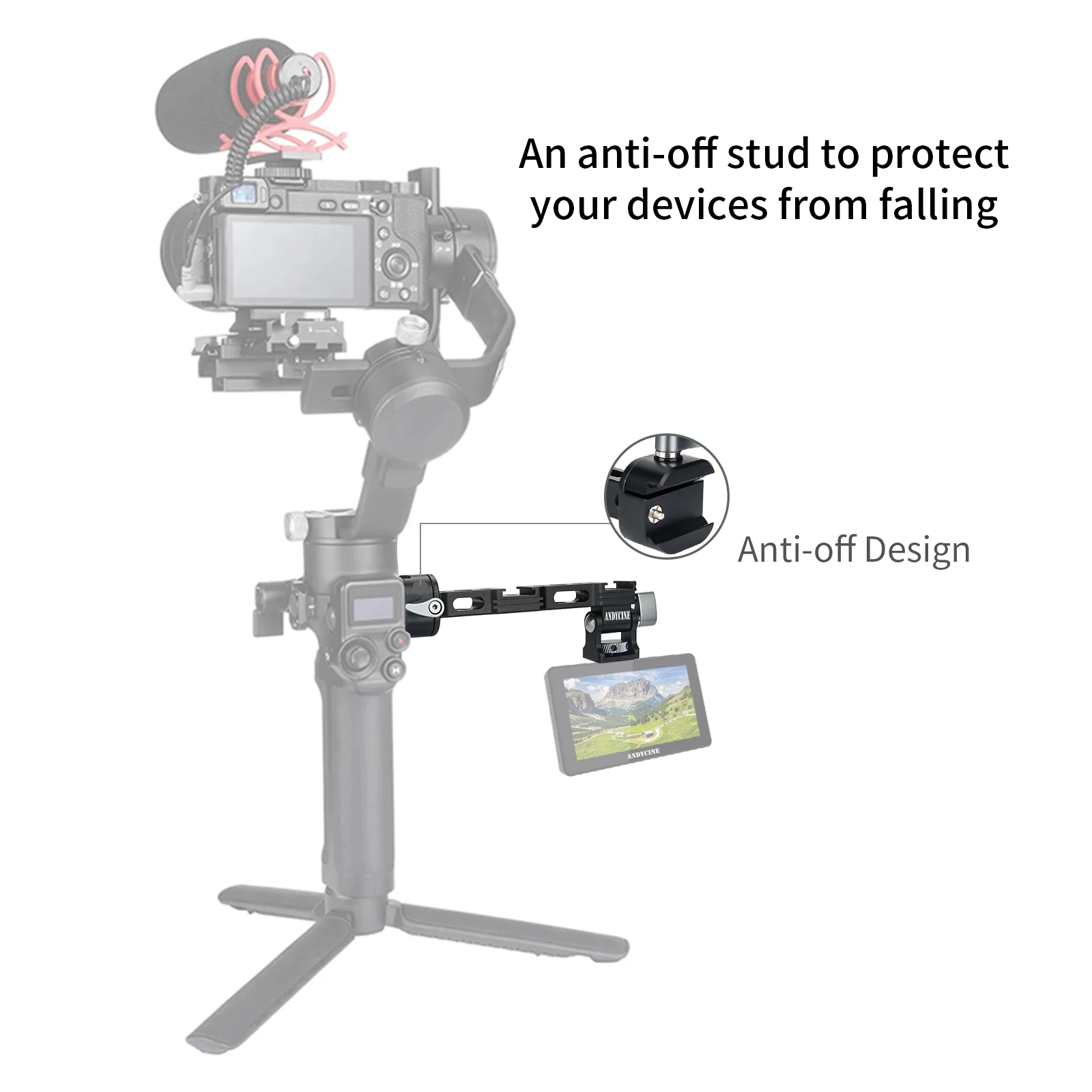Andycine Регулируемая фотовспышка для DJI RS 2 и RSC 2 ручной карданный подвес с зажимом NATO, винт 1/4 дюйма 3/8 дюйма, крепление холодного башмака