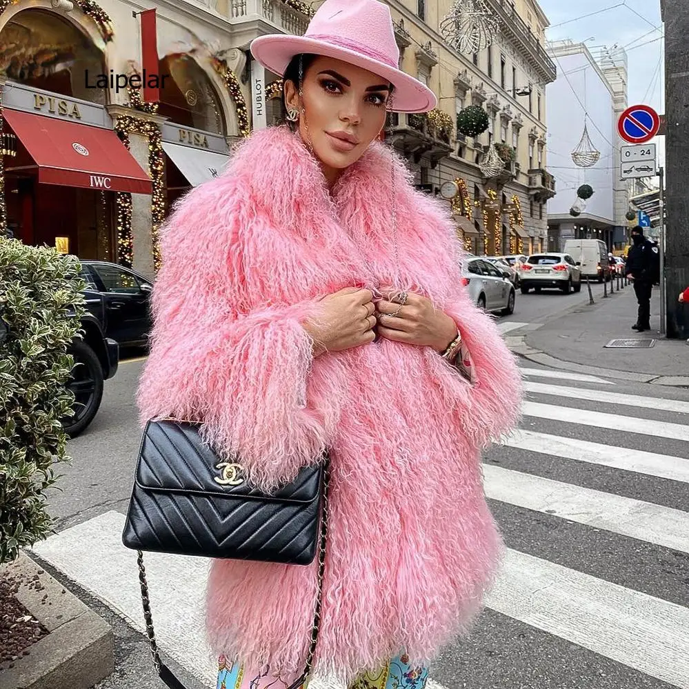 Winter Sheep Fur Coat Women Warm Faux Fur Coats Fluffy Furry Wool Jacket Sexy Outerwear Ladies Fur Overcoat Outerwear