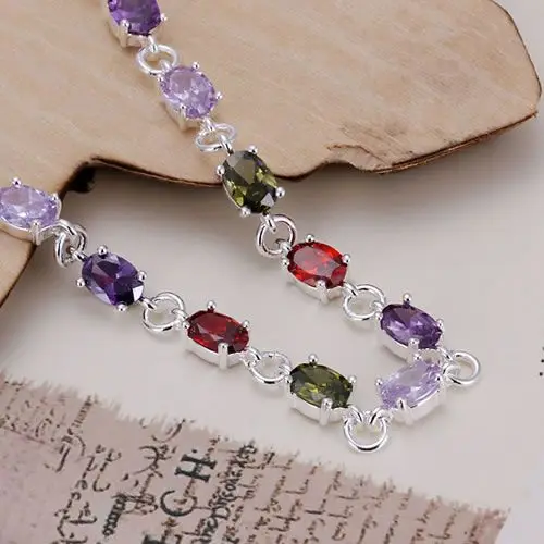 Delicate Bracelet Fashion Jewelry Charm Link Chain Bracelet For Women Men Colored Zircon Stone Bracelet