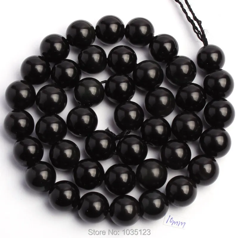 Natural Obsidian Stone Smooth Round 4/6/8/10/12/14/16mm Necklace Bracelet Jewelry Loose Beads 15 Inch wk91