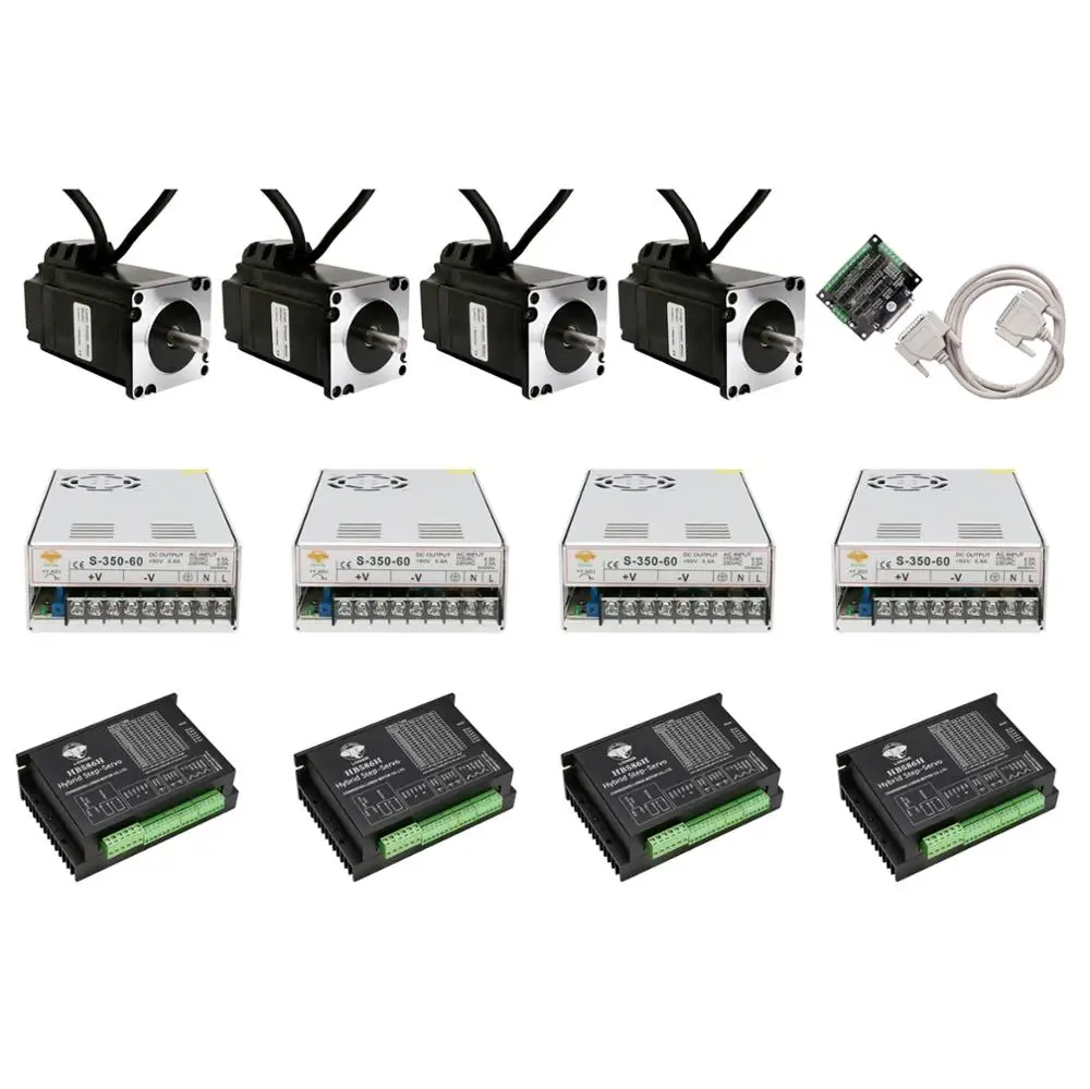 

4 axis Closed-Loop Stepper motor NEMA34 101MM 5N.m 6A 1000line 3m cable&Servo Driver&Power Supply CNC Controller Kit